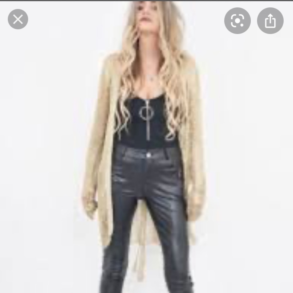 Gold chain mail long cardigan one size